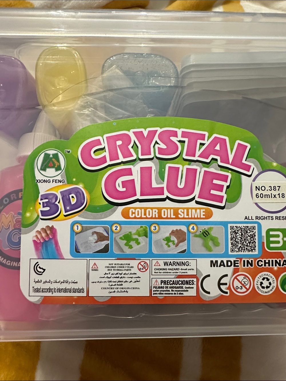 Crystal Glue 3D Color Oil Slime Kit - Pink, Yellow, Blue, Purple